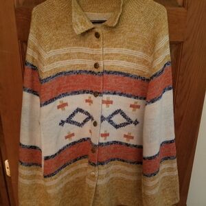 Women's Multicolor Patterned Sweater Poncho